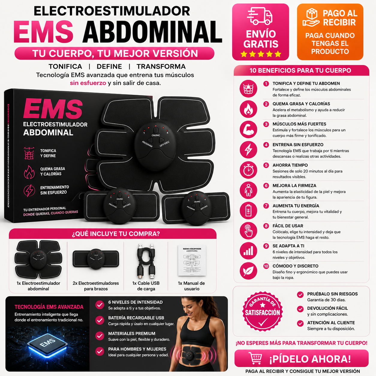 Electroestimulador EMS Abdominal | Tonifica y Define tu Cuerpo
