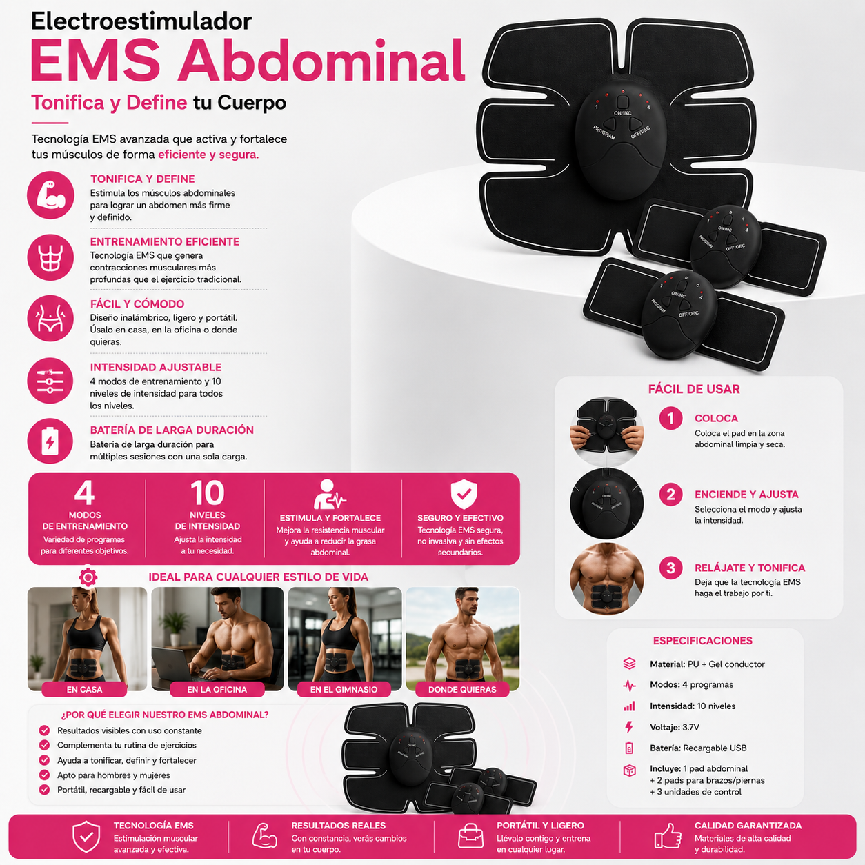 Electroestimulador EMS Abdominal | Tonifica y Define tu Cuerpo