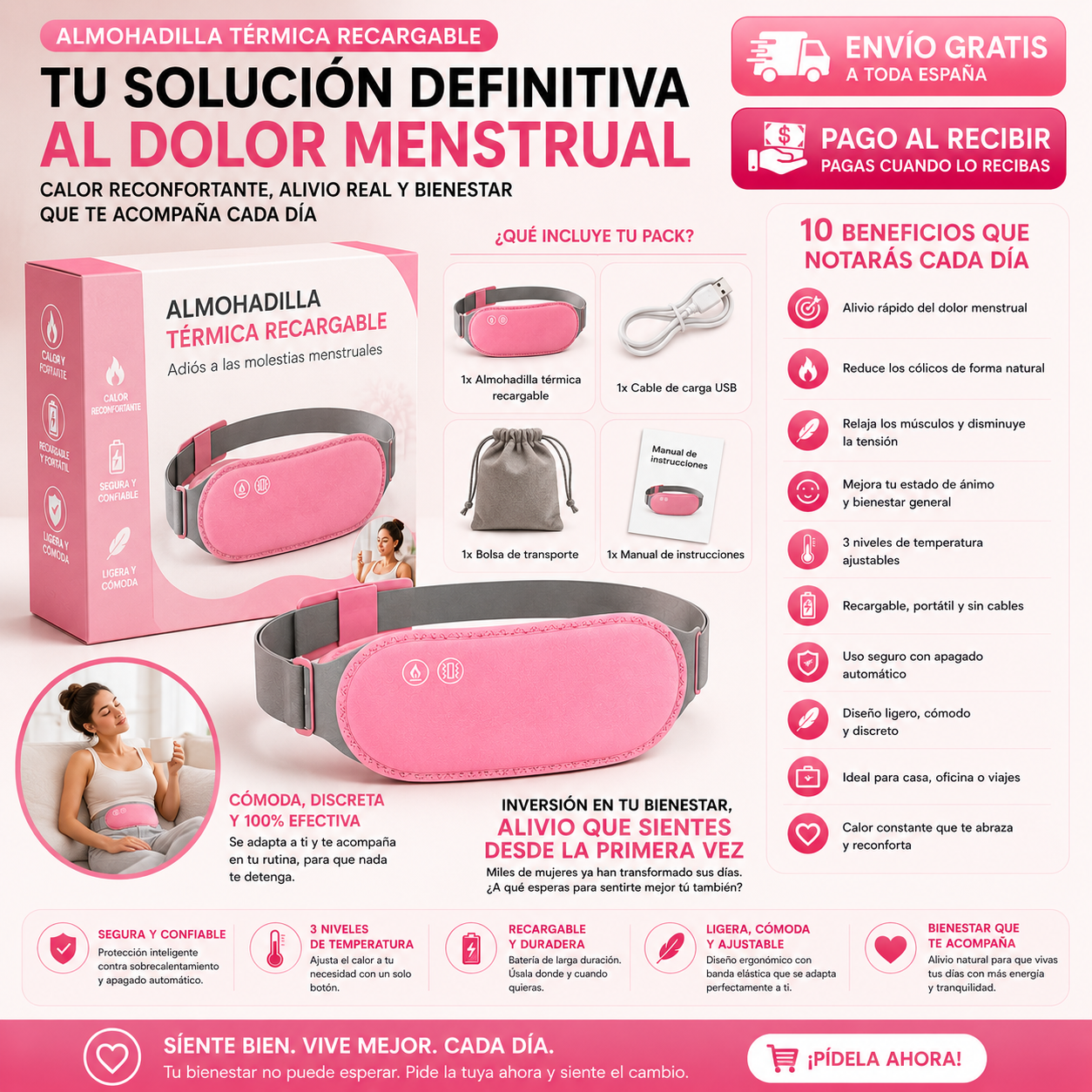 Almohadilla Térmica Recargable | Adiós a las Molestias Menstruales