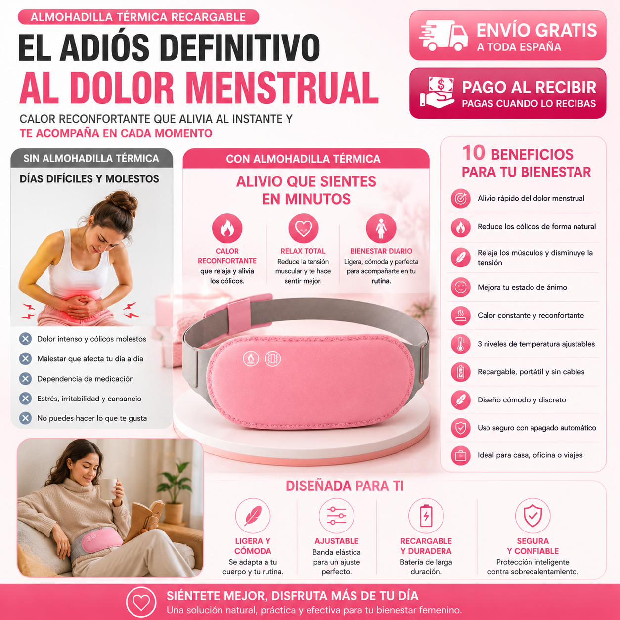 Almohadilla Térmica Recargable | Adiós a las Molestias Menstruales