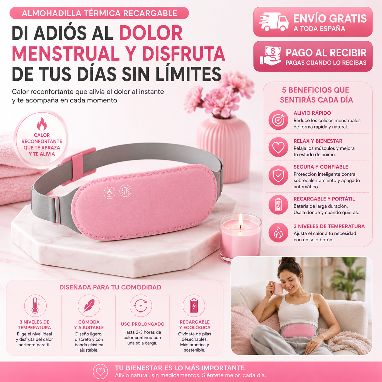 Almohadilla Térmica Recargable | Adiós a las Molestias Menstruales