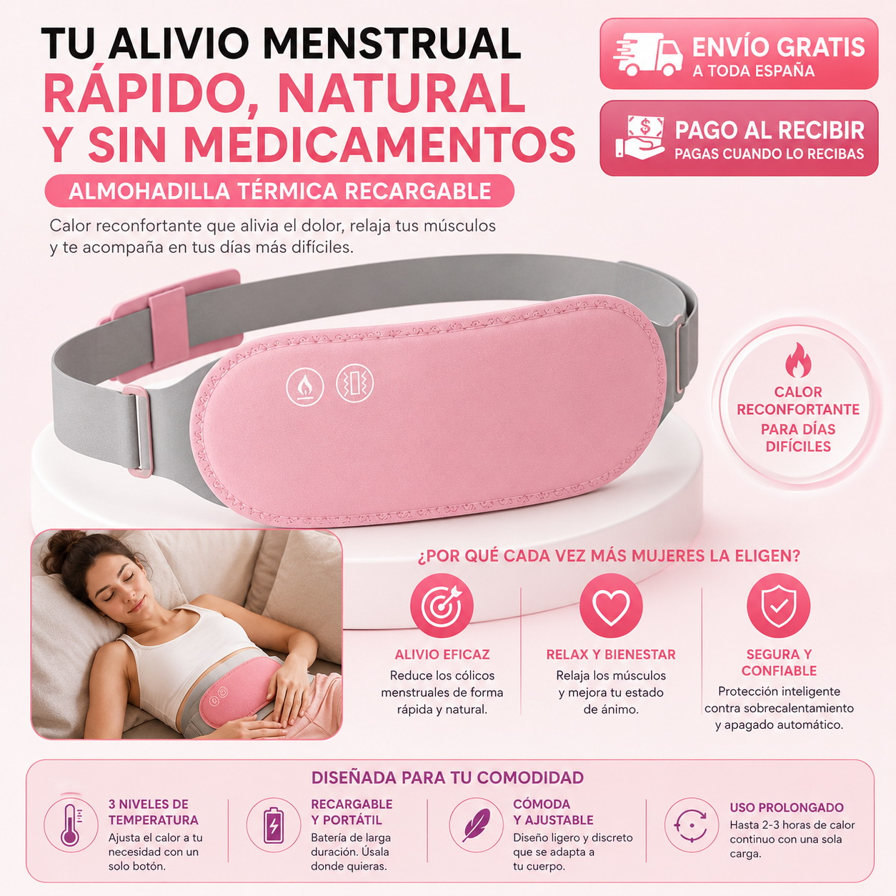 Almohadilla Térmica Recargable | Adiós a las Molestias Menstruales
