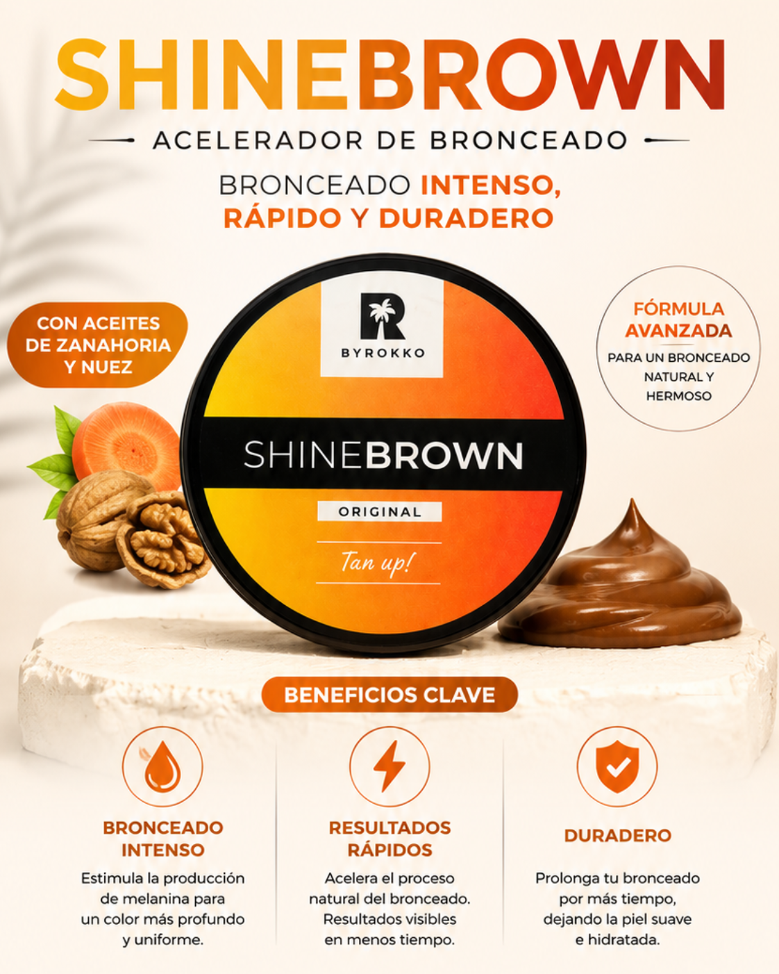 Shine Brown Acelerador de Bronzeado 100g | Bronzeado Intenso, Rápido e Duradouro