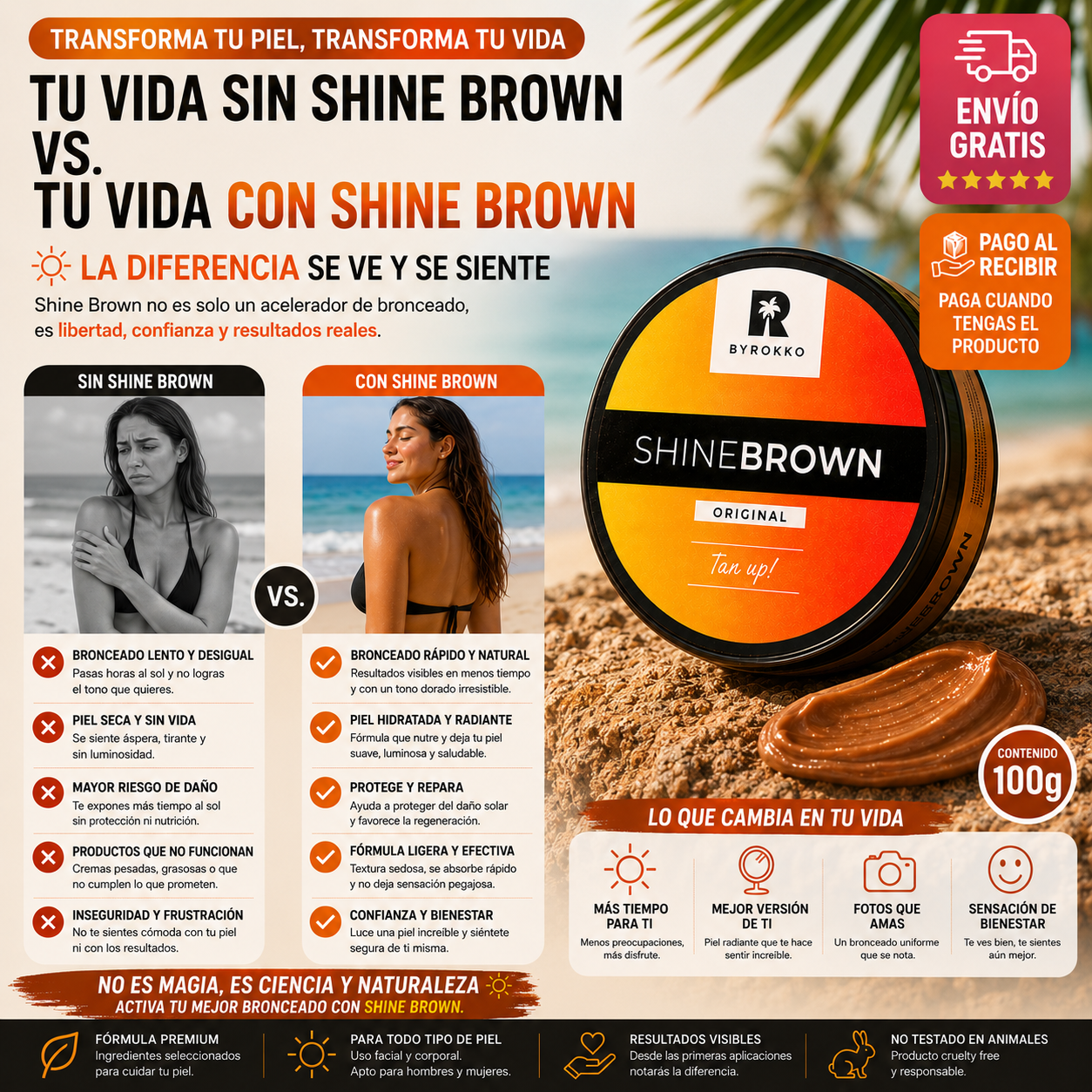 Shine Brown Acelerador de Bronzeado 100g | Bronzeado Intenso, Rápido e Duradouro