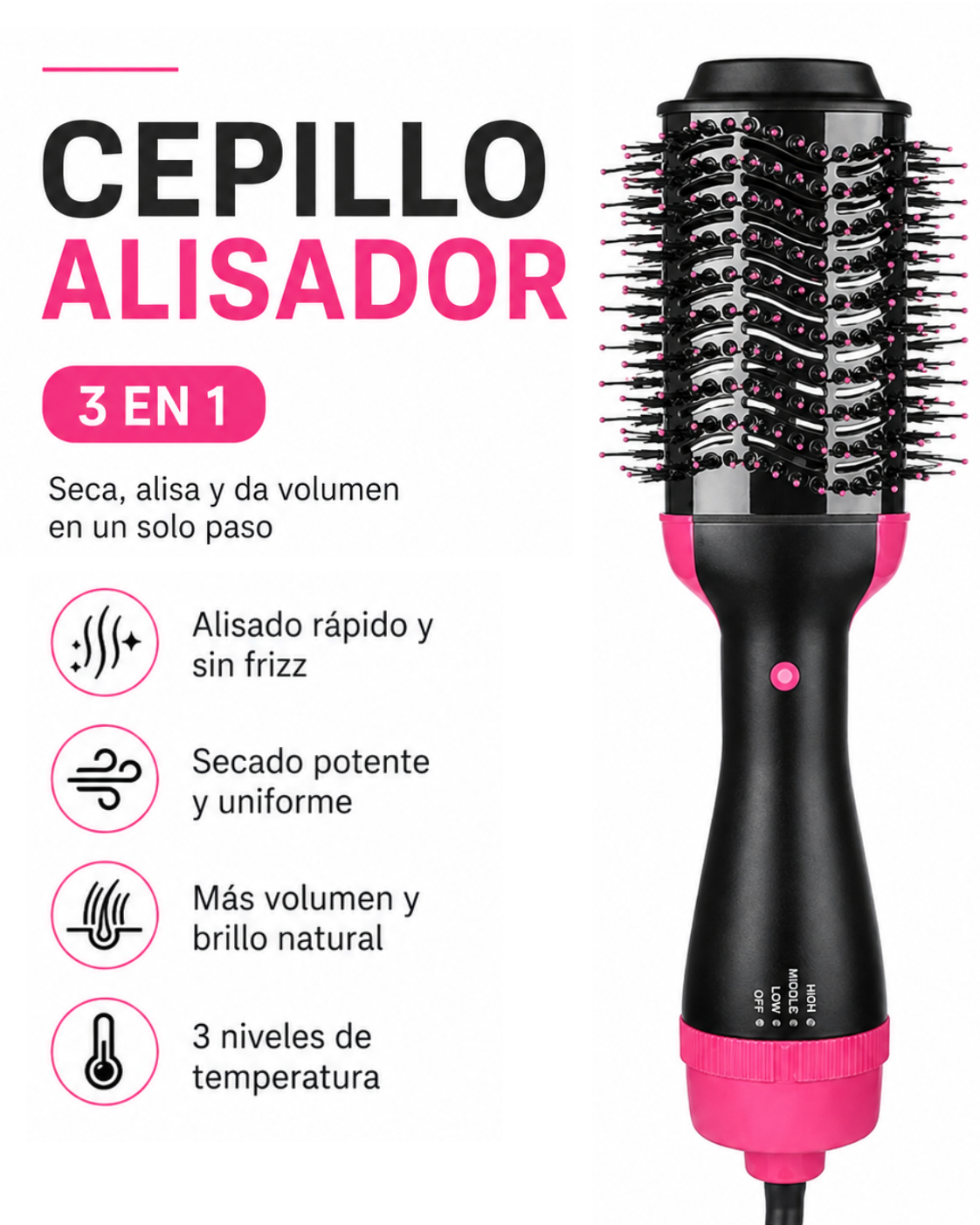 Cepillo Alisador 3 en 1 | Peinado de Salón Desde Casa