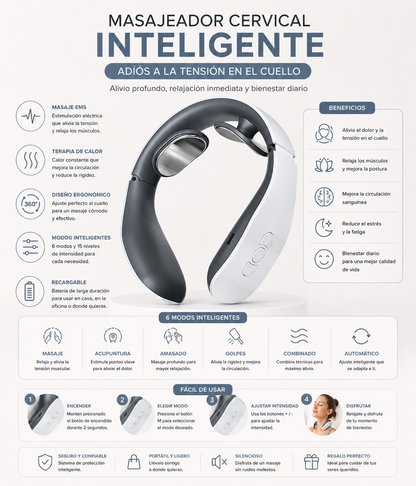 Masajeador Cervical Inteligente | Adiós a la Tensión en el Cuello