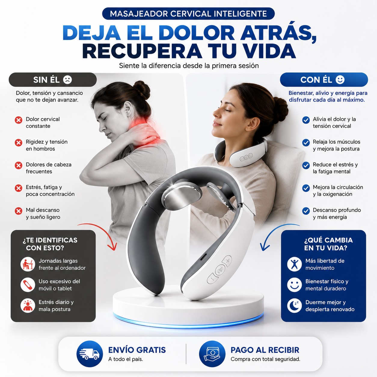 Masajeador Cervical Inteligente | Adiós a la Tensión en el Cuello