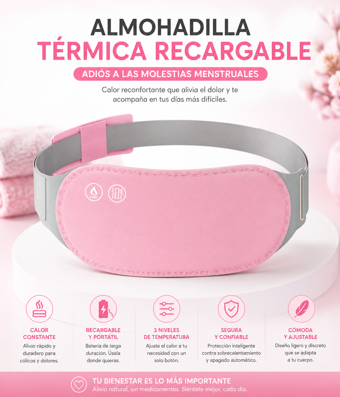 Almohadilla Térmica Recargable | Adiós a las Molestias Menstruales
