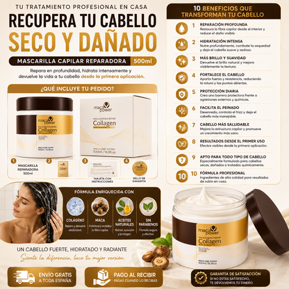 Recupera tu Cabello Seco y Dañado | Mascarilla Capilar Reparadora 500ml