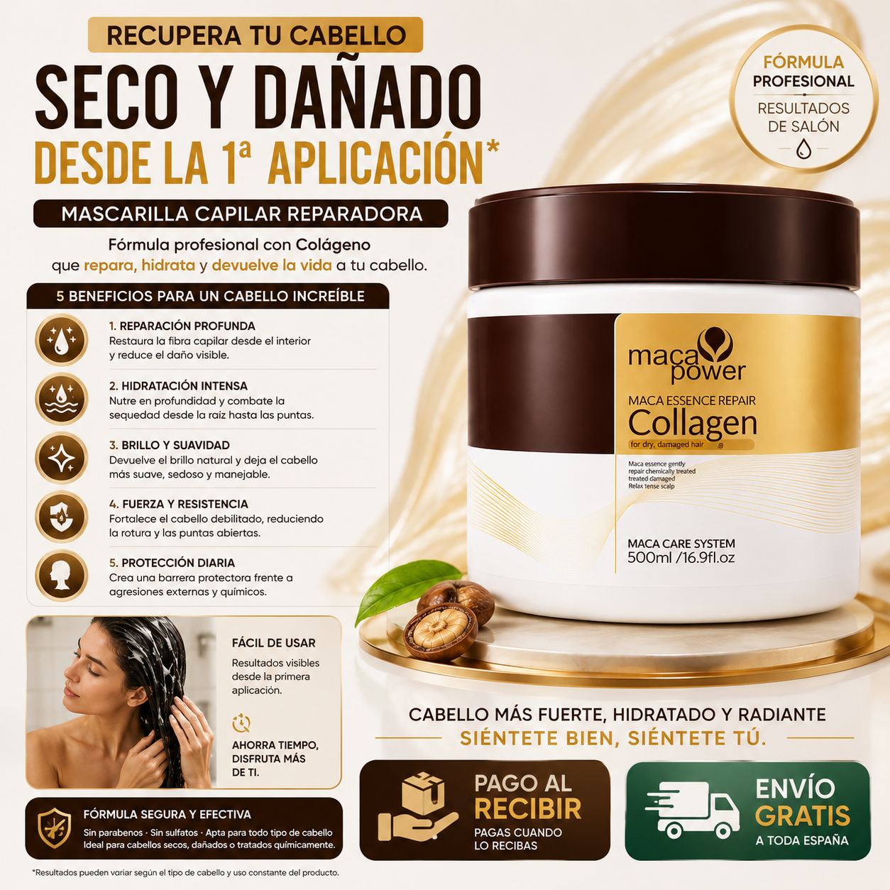 Recupera tu Cabello Seco y Dañado | Mascarilla Capilar Reparadora 500ml