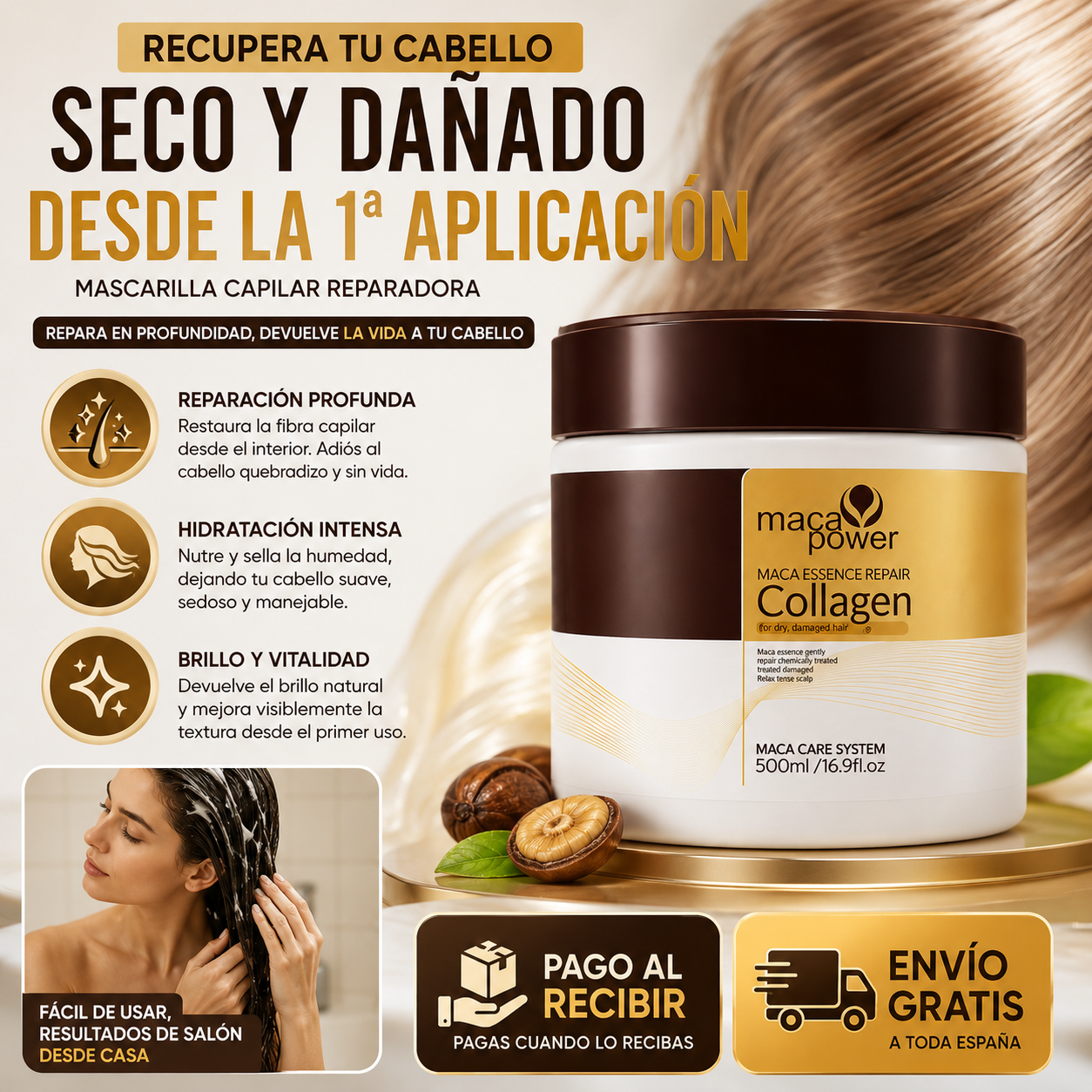 Recupera tu Cabello Seco y Dañado | Mascarilla Capilar Reparadora 500ml