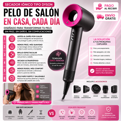 Secador Iónico Tipo Dyson | Cabello de Salón en Casa