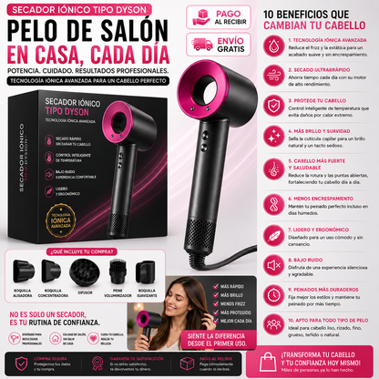 Secador Iónico Tipo Dyson | Cabello de Salón en Casa