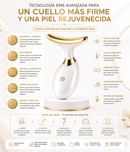 Masajeador Facial EMS | Cuello Más Firme y Rejuvenecido