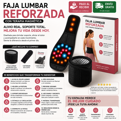 Faja Lumbar Reforzada con Terapia Magnética | Adiós a la Fatiga y las Molestias de Espalda