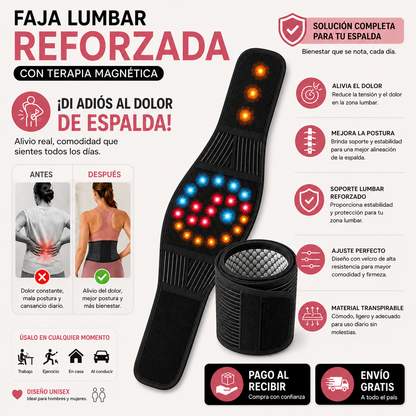 Faja Lumbar Reforzada con Terapia Magnética | Adiós a la Fatiga y las Molestias de Espalda