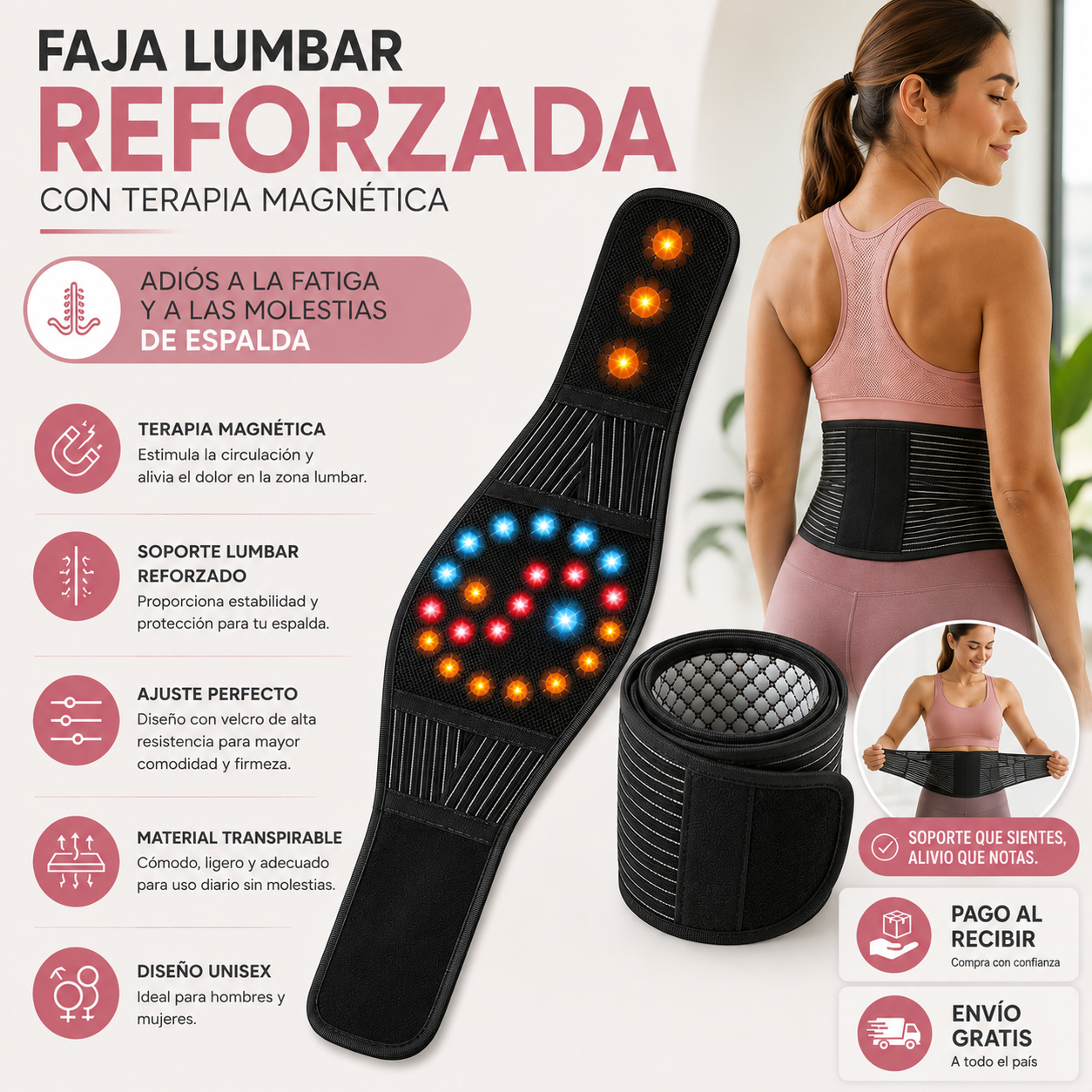 Faja Lumbar Reforzada con Terapia Magnética | Adiós a la Fatiga y las Molestias de Espalda