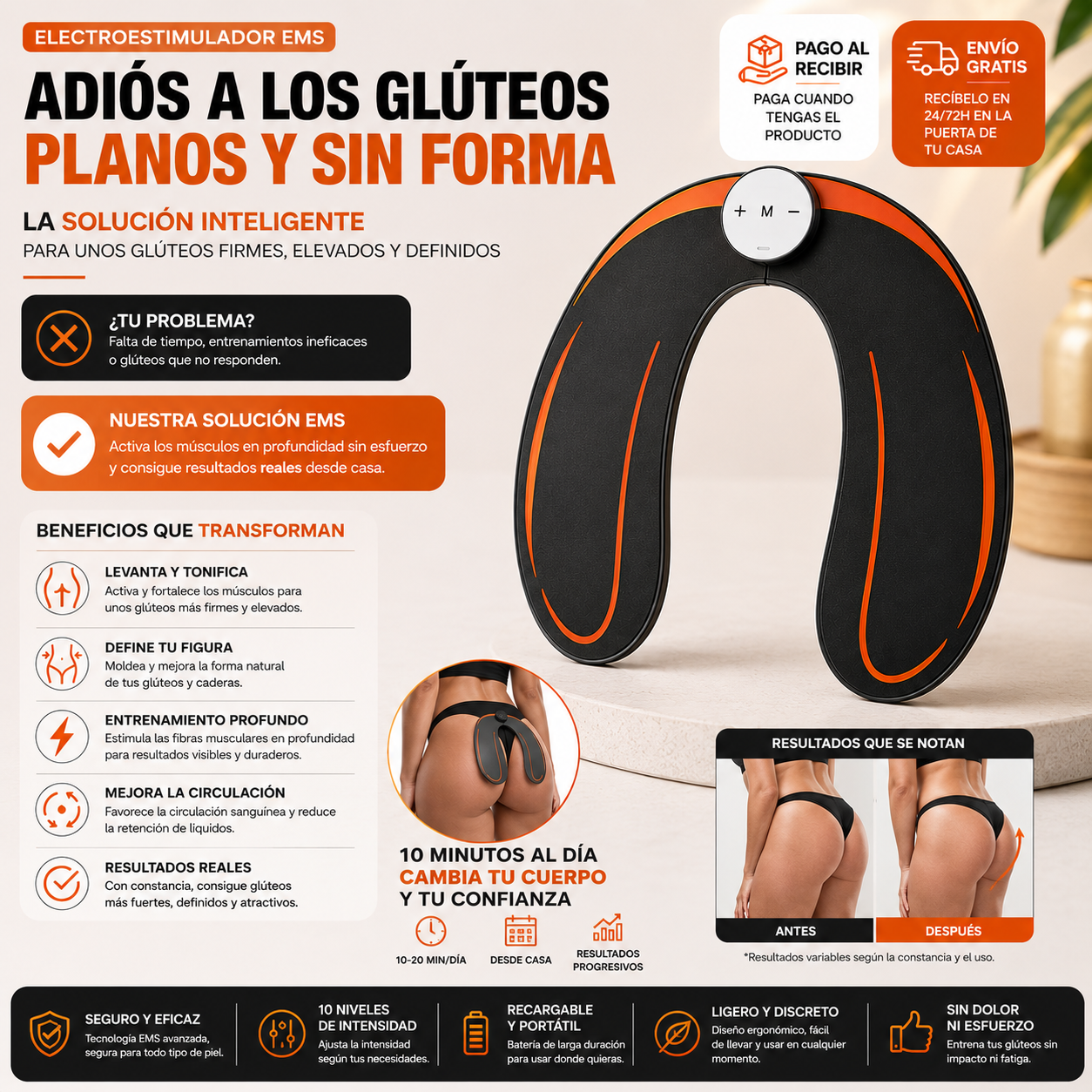 Electroestimulador EMS | Glúteos Más Firmes y Definidos