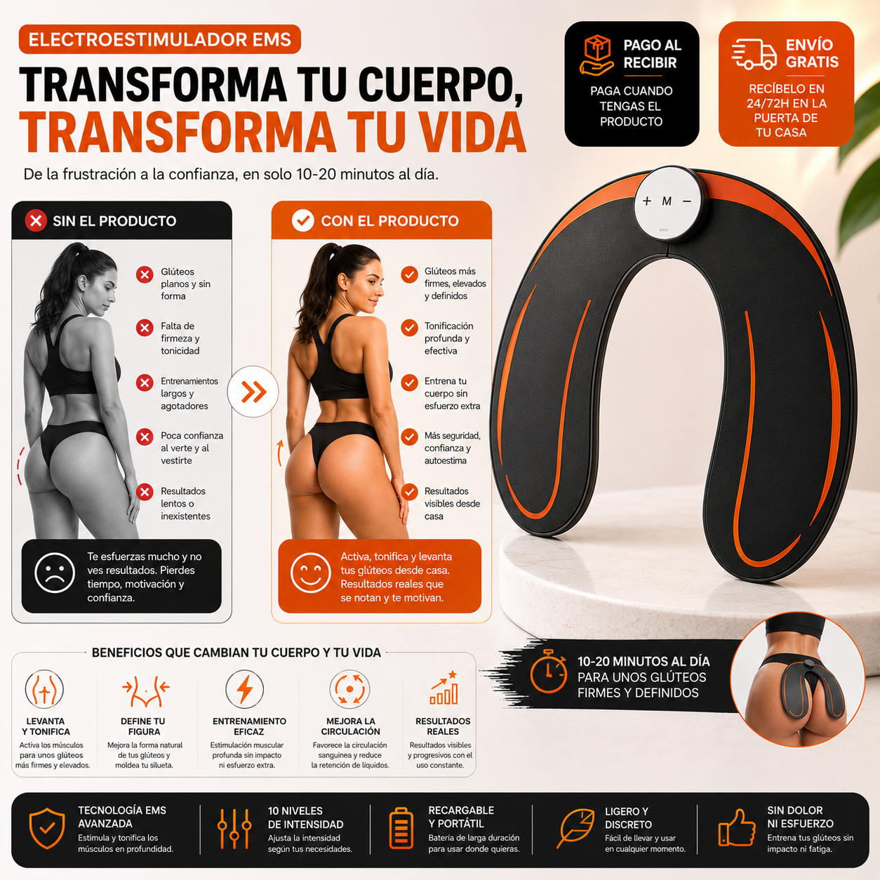 Electroestimulador EMS | Glúteos Más Firmes y Definidos