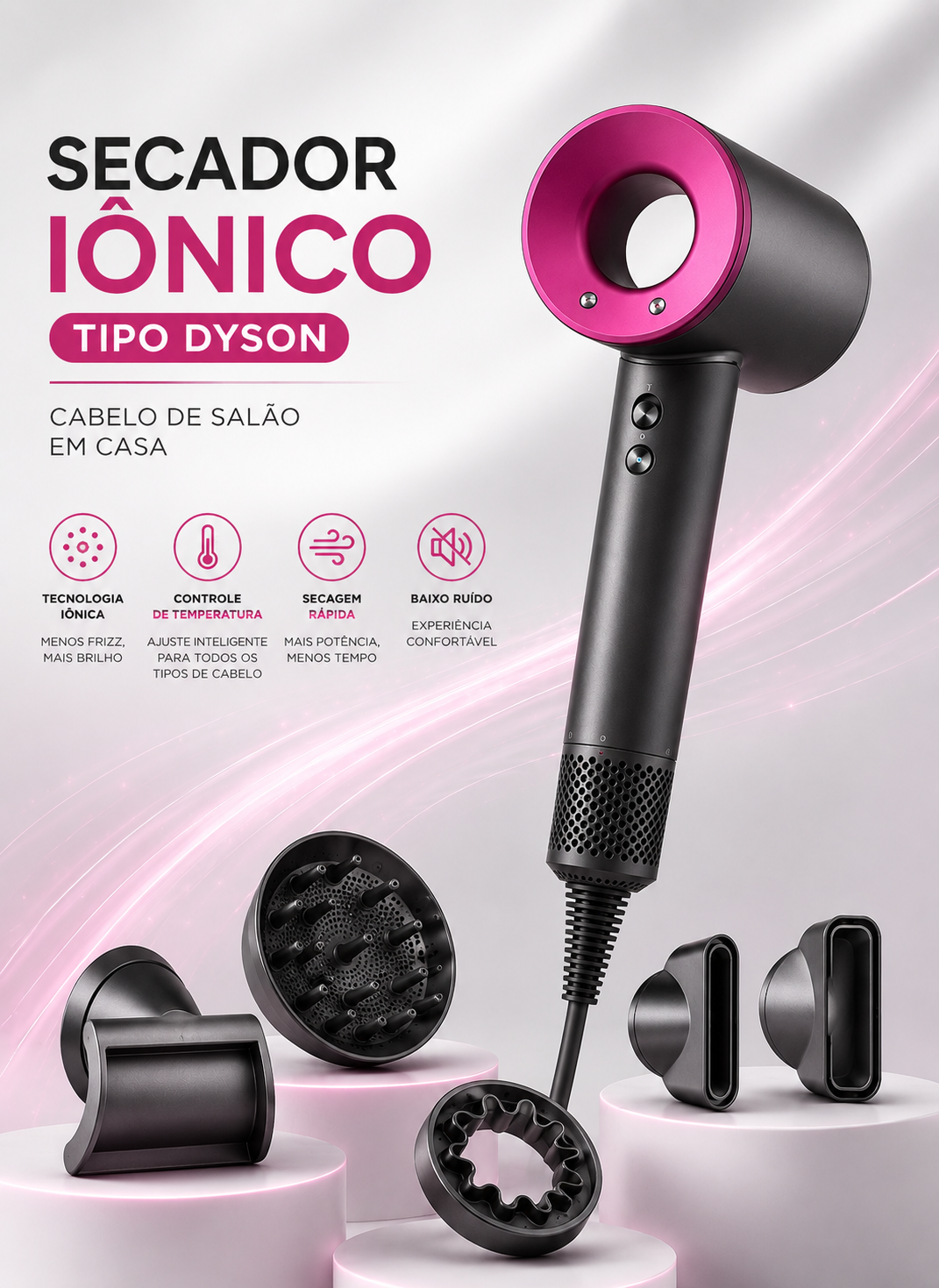 Secador Iónico Tipo Dyson | Cabello de Salón en Casa