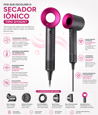 Secador Iónico Tipo Dyson | Cabello de Salón en Casa