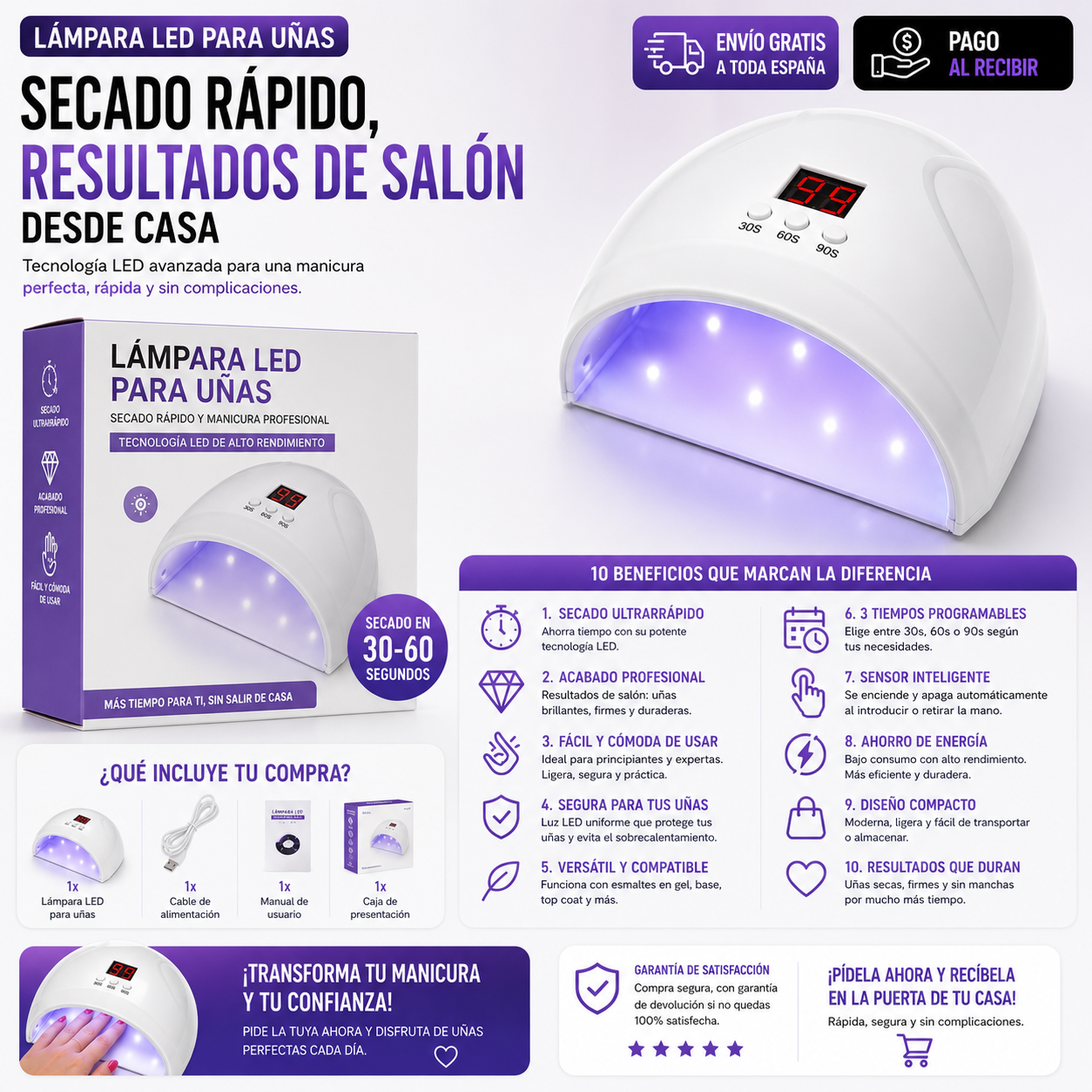 Lámpara LED para Uñas | Secado Rápido y Manicura Profesional