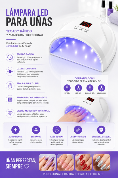 Lámpara LED para Uñas | Secado Rápido y Manicura Profesional