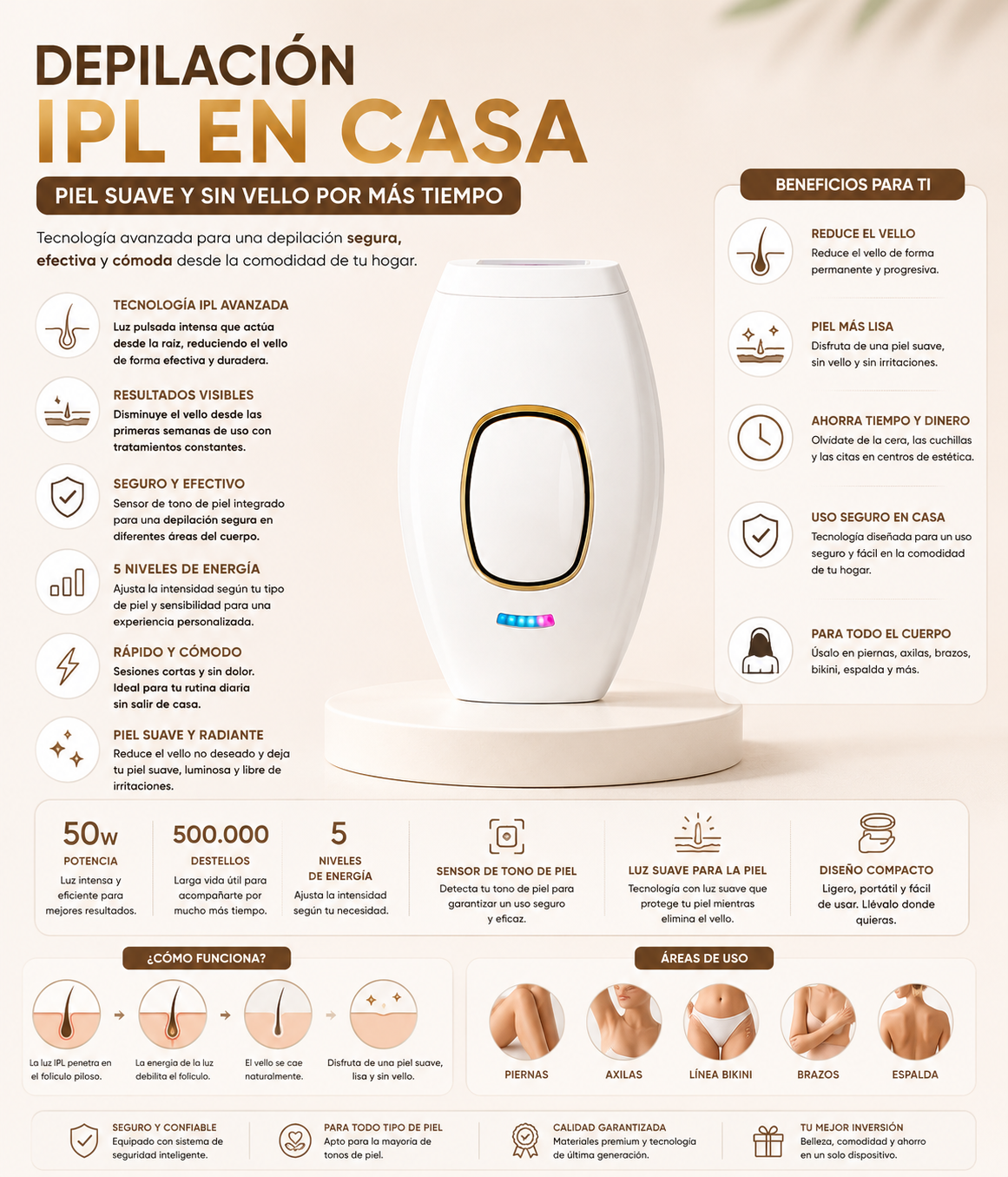Depilación IPL en Casa | Piel Suave y Sin Vello por Más Tiempo
