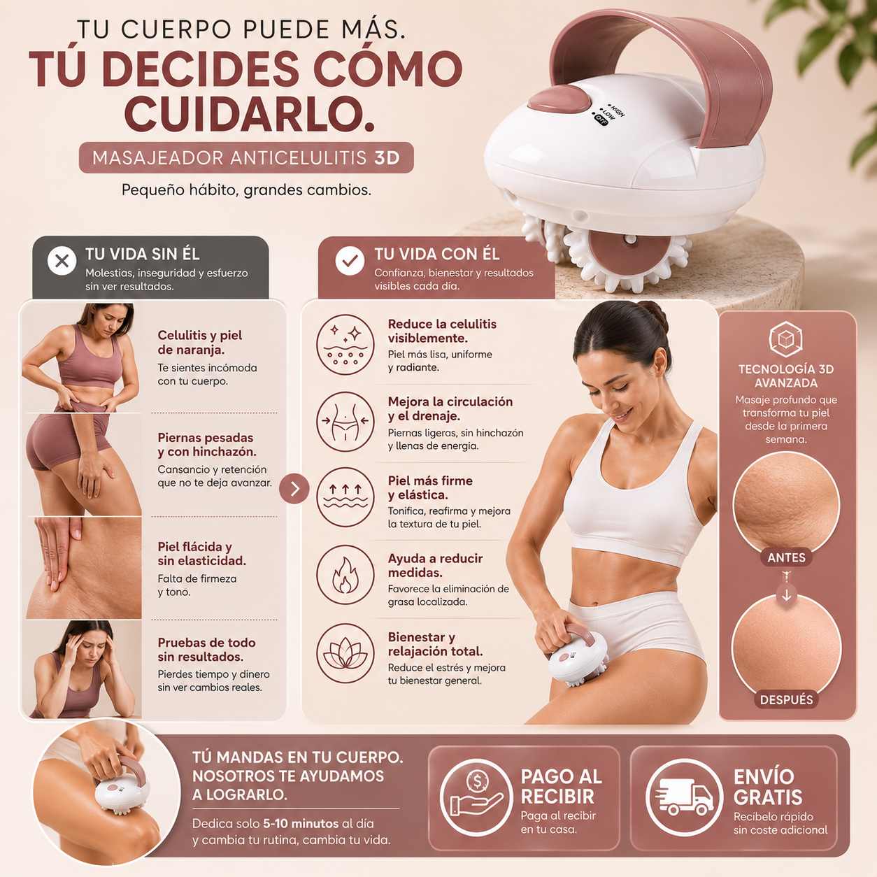 Masajeador Anticelulitis 3D | Piel Más Firme y Suave