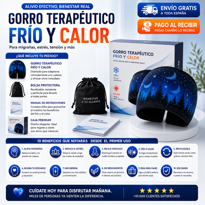 Gorro Terapéutico Frío y Calor | Alivio Refrescante para Migrañas, Estrés y Tensión