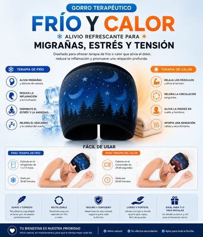 Gorro Terapéutico Frío y Calor | Alivio Refrescante para Migrañas, Estrés y Tensión