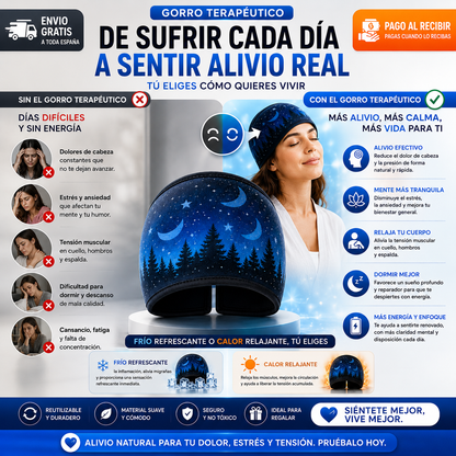 Gorro Terapéutico Frío y Calor | Alivio Refrescante para Migrañas, Estrés y Tensión