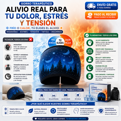 Gorro Terapéutico Frío y Calor | Alivio Refrescante para Migrañas, Estrés y Tensión