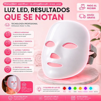 Mascarilla LED Facial | Tratamiento Anti-Edad y Rejuvenecimiento Desde Casa