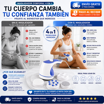 Piel Más Lisa y Firme | Masajeador Corporal 4 en 1
