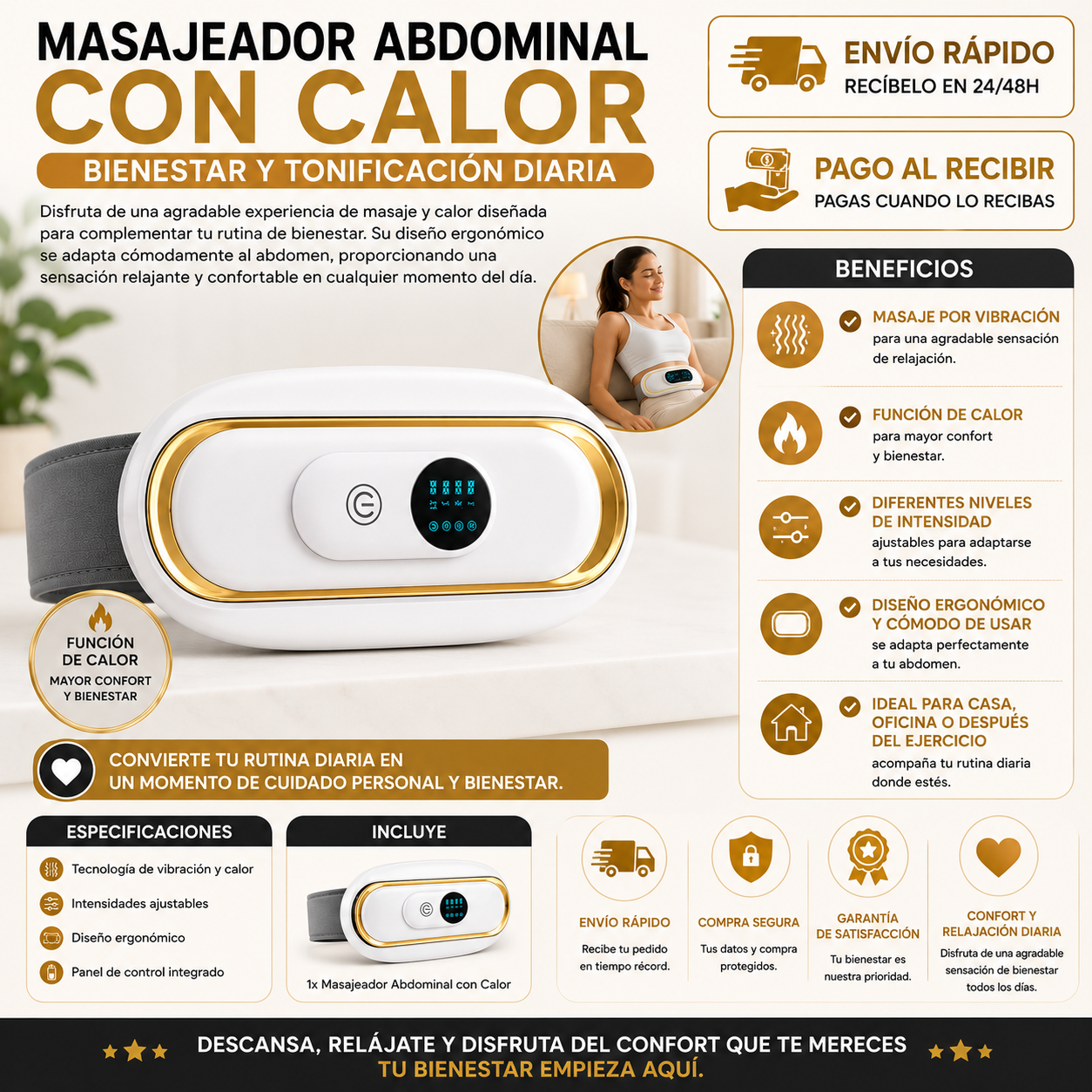 Tonifica y Cuida tu Abdomen | Masajeador Abdominal con Calor