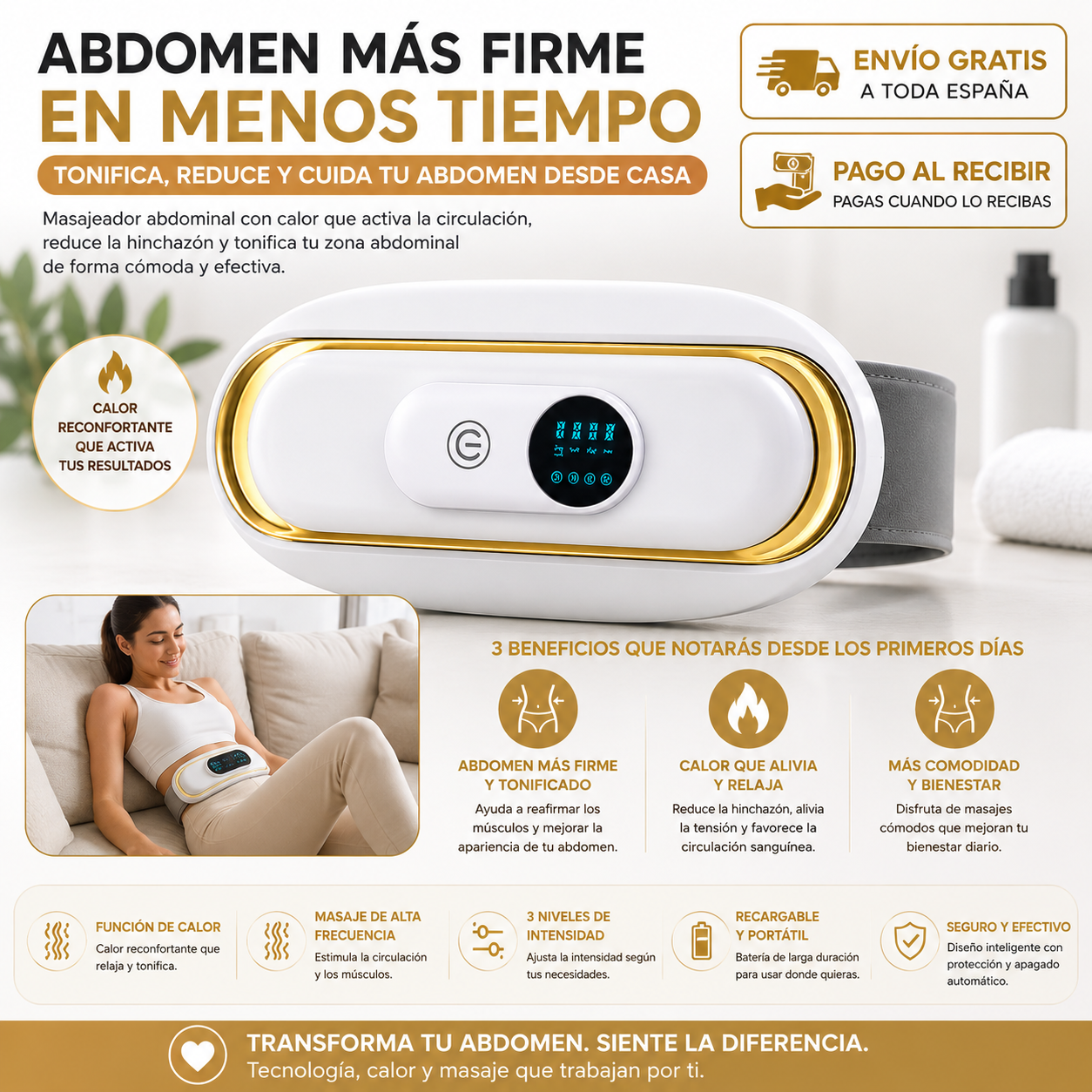 Tonifica y Cuida tu Abdomen | Masajeador Abdominal con Calor