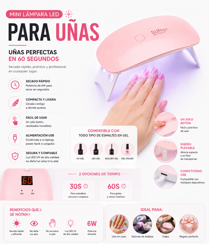 Mini Lámpara LED para Uñas | Uñas Perfectas en 60 Segundos