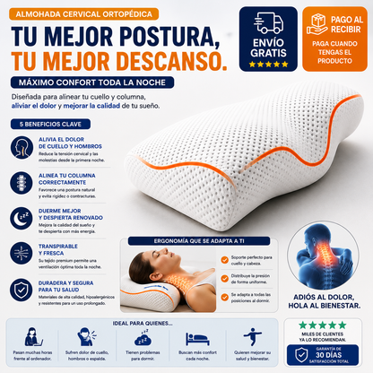 Almohada Cervical Ortopédica | Máximo Confort Toda la Noche