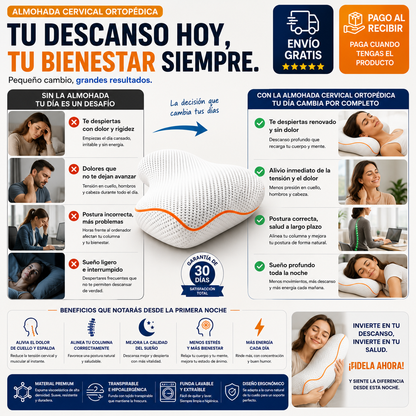 Almohada Cervical Ortopédica | Máximo Confort Toda la Noche
