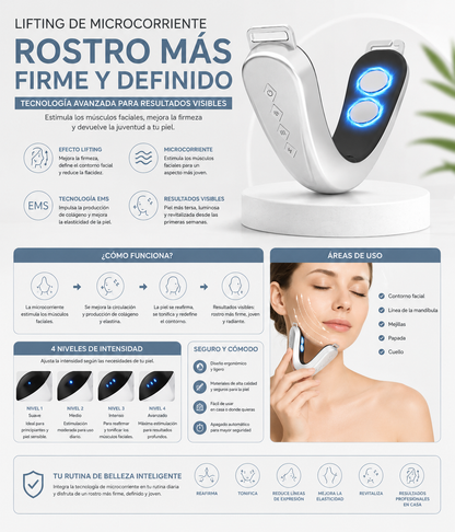 Rostro Más Firme y Definido | Masajeador Facial Lifting de Microcorriente