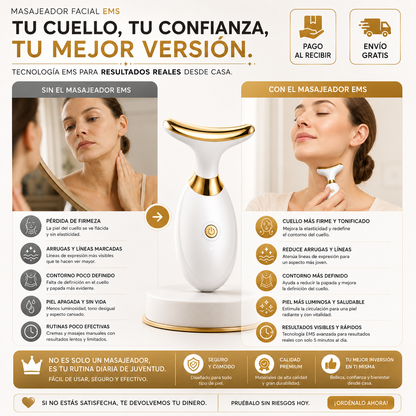 Masajeador Facial EMS | Cuello Más Firme y Rejuvenecido