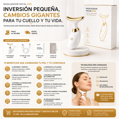 Masajeador Facial EMS | Cuello Más Firme y Rejuvenecido