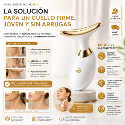 Masajeador Facial EMS | Cuello Más Firme y Rejuvenecido