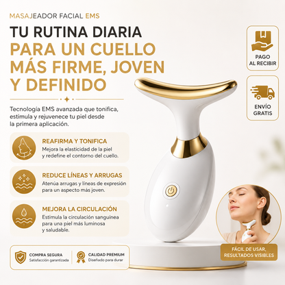 Masajeador Facial EMS | Cuello Más Firme y Rejuvenecido