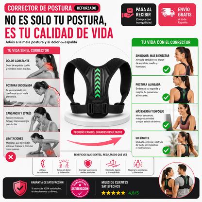 Corrector de Postura Reforzado | Adiós a la Mala Postura y al Dolor de Espalda
