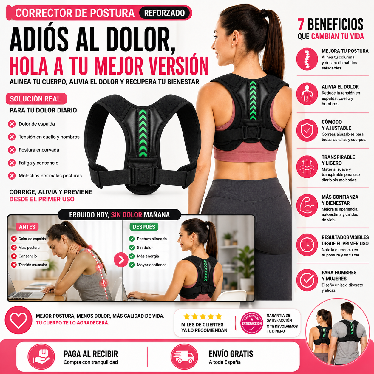 Corrector de Postura Reforzado | Adiós a la Mala Postura y al Dolor de Espalda