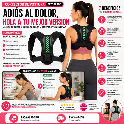 Corrector de Postura Reforzado | Adiós a la Mala Postura y al Dolor de Espalda