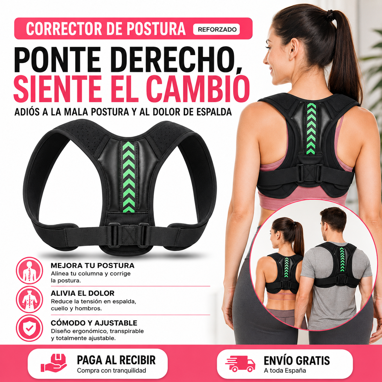 Corrector de Postura Reforzado | Adiós a la Mala Postura y al Dolor de Espalda