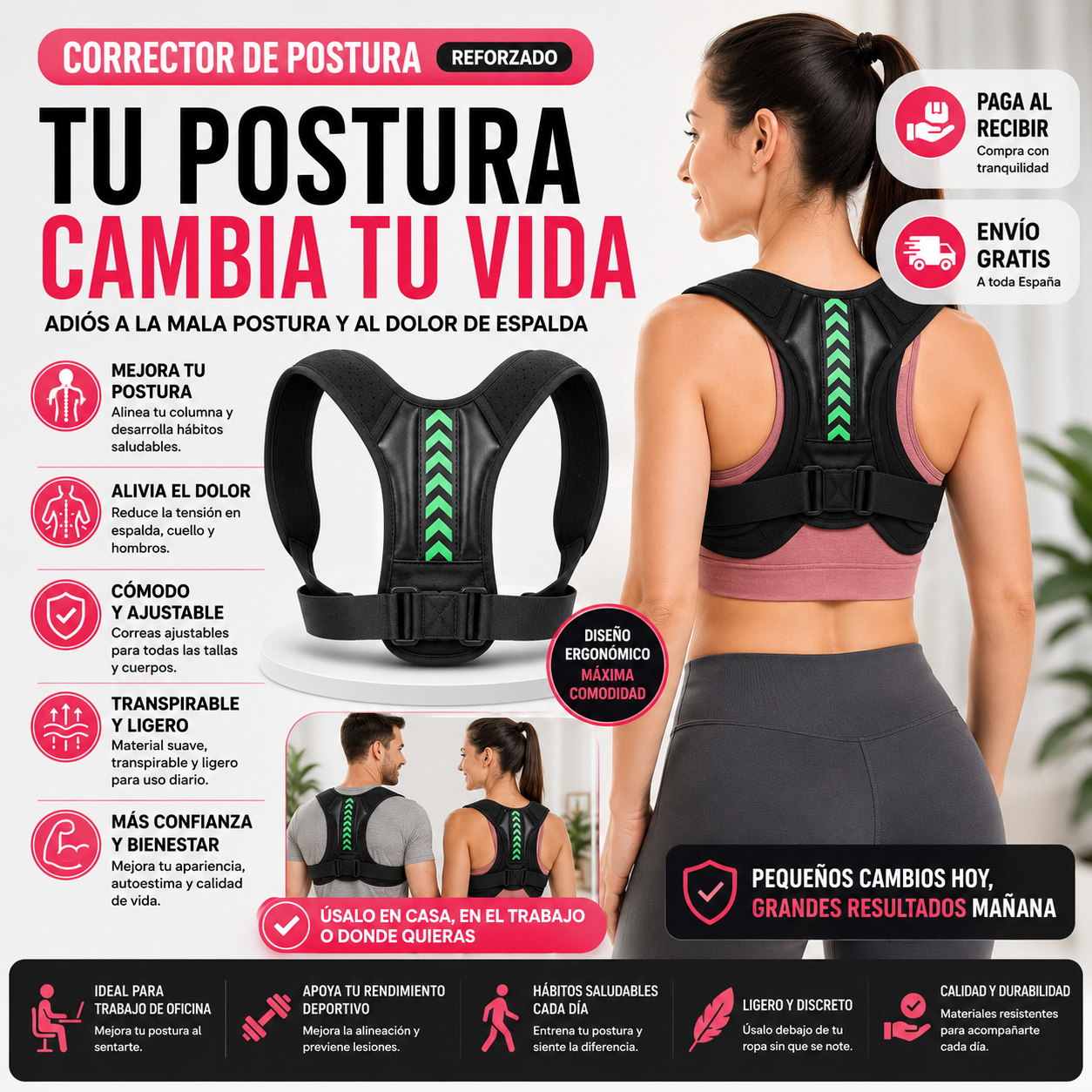 Corrector de Postura Reforzado | Adiós a la Mala Postura y al Dolor de Espalda